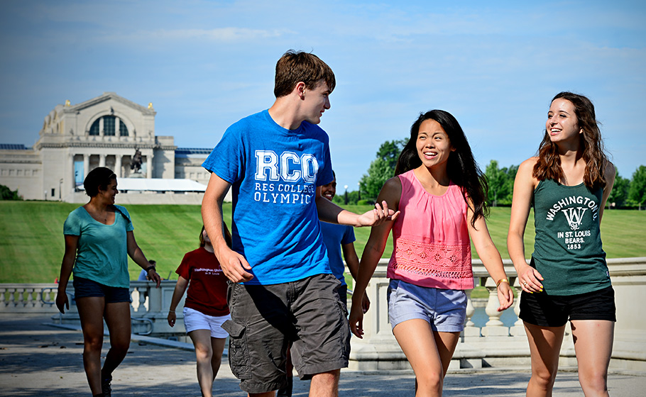 students walking in Forest Park