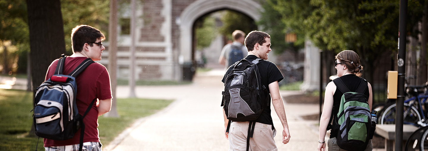 students walking on campus