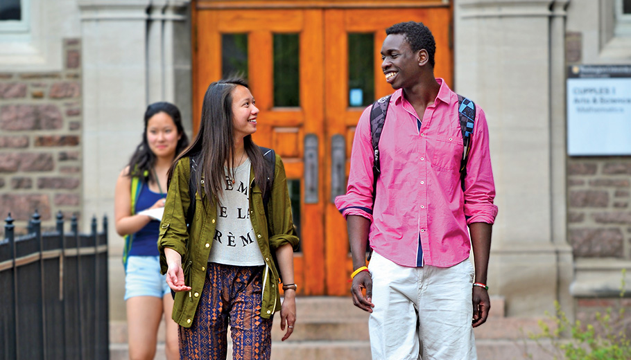 students walking on campus